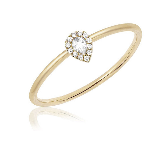 18K โรเดียมทองคํา Plated Teardrop Stack แหวนหมั้น