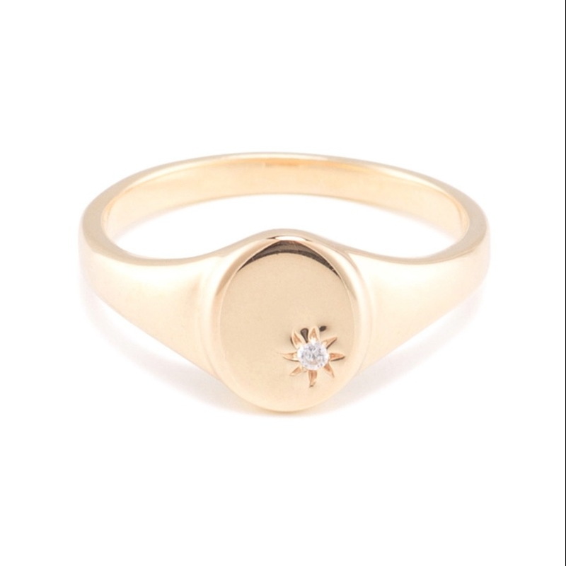 แหวนทอง 18K Vermeil ดอกแดดวงแหวนประทับด้วยการออกแบบส่วนน้อยใน 925 เงินสเตอร์ลิง