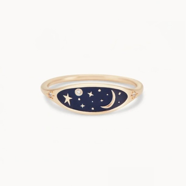 ทําด้วยมือ 18K ทองคํา ชุบ กลางคืน สีฟ้า กลม 925 สเตอร์ลิ่งเงินกลม Brilliant CZ สต็อปแหวนสําหรับสาว