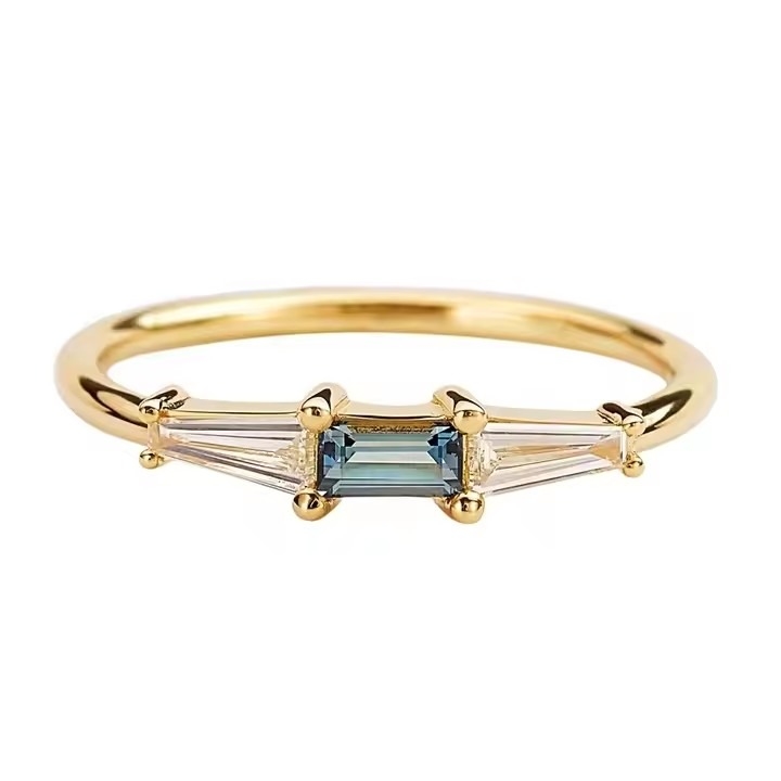 สินค้าใหม่สามหิน CZ แหวนสีขาว CZ และ Tanzanite จริง S925 เงินประดับประดับ 14K 18K ทองคําสําหรับผู้หญิง
