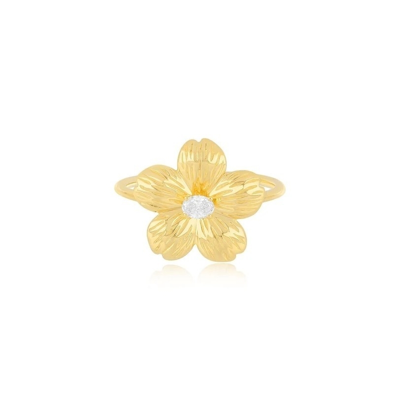 ดอกไม้ตลอดกาล 18K ทองคํา Plated Oval CZ แหวนผู้หญิงใน 925 เหรียญสตอร์ลิงเงิน