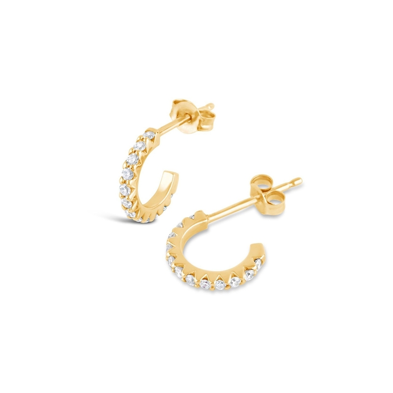 ทําด้วยมือ 18K ทองคํา Plated มินิ Cubic Zircon หูหูเปิดเล็ก ๆ น้อย ๆ กับ Princess Cut