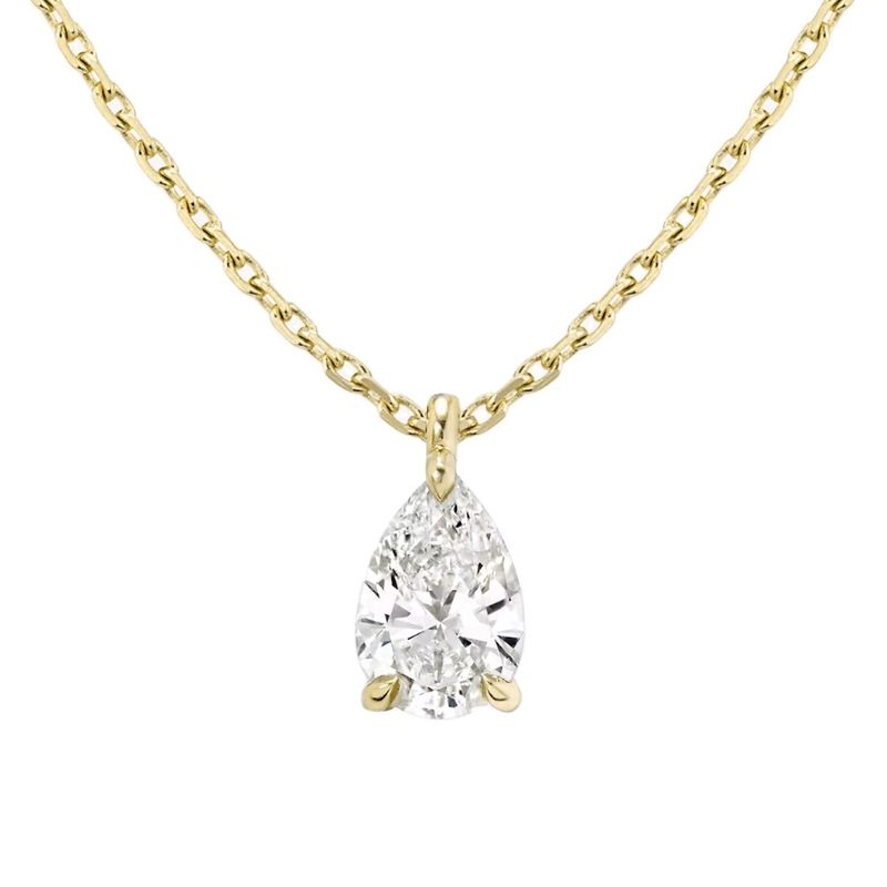 925 สตอร์ลิง เงิน Pear Cut Zircon Pendant Necklace สําหรับผู้หญิง