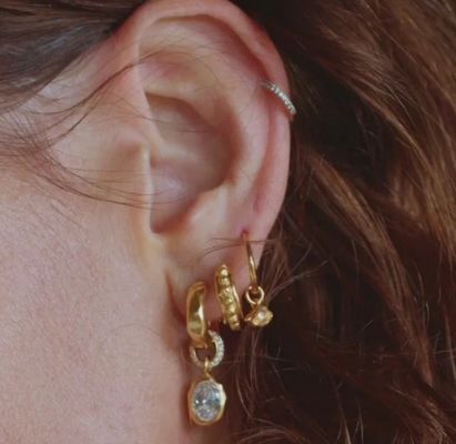 Gold Plated Oval Cut Cubic Zircon Brass Fashion Earrings for Women Versatile and Chic