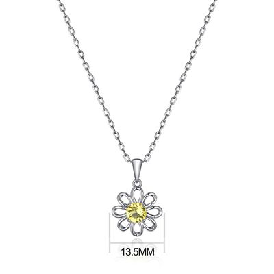 925 สตอร์ลิง เงิน ดอกแดด Pendant กับโซ่ เครื่องประดับ ออกแบบ เหลือง ซิรคอน