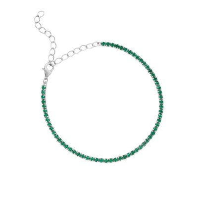 สีขาวทองคํา Plated พฤษภาคม วันเกิด Emerald Cubic Zircon ปรับเทนนิสโซ่แขน