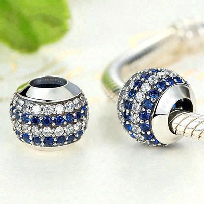 แฟชั่น สีขาวและสีฟ้า CZ 925 เงินสเตอร์ลิ่ง