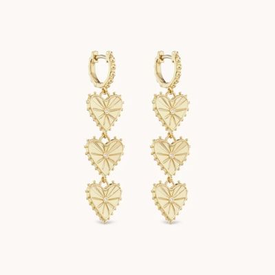 ทําด้วยมือ 14K ทองคํา Plated Dangle Multi Huggies หัวใจ Charm หูข้อมือ