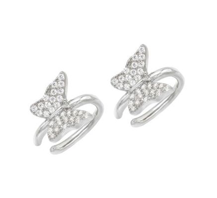 18K ทองคํา Plated กระพริกหูข้อมือกับ Micron Pave ขาว CZ ผ้าอัญมณีผู้หญิง