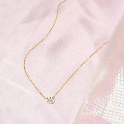 สร้อยคอ CZ ชุบทอง 18K ทรงกลมเล็กสำหรับเด็กผู้หญิง ดีไซน์คลาสสิก