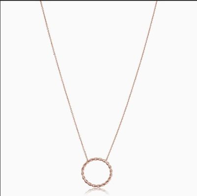 สร้อยคอพร้อมจี้บิดเกลียวเงินสเตอร์ลิง 925 ชุบทอง 14K พร้อมสร้อยโซ่แบบเชื่อมต่อยาว 16 นิ้ว