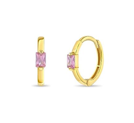 14K ทอง 10mm Baguette ตัดสีชมพู Cubic Zircon หูข้อมือเด็ก 50PRS MOQ