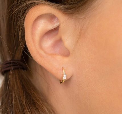 14K ทอง 10mm Baguette ตัดสีชมพู Cubic Zircon หูข้อมือเด็ก 50PRS MOQ