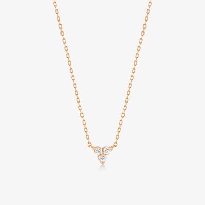 18K Gold เซอร์คอน จี้ Silver Chain Trio Diamond Cubic เซอร์คอน Necklace สร้อยคอทองเหลือง