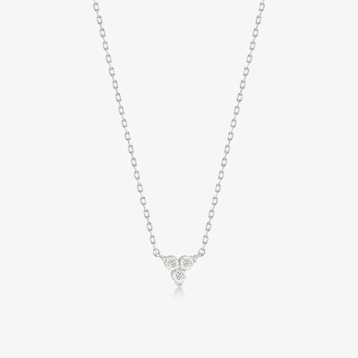 18K Gold เซอร์คอน จี้ Silver Chain Trio Diamond Cubic เซอร์คอน Necklace สร้อยคอทองเหลือง