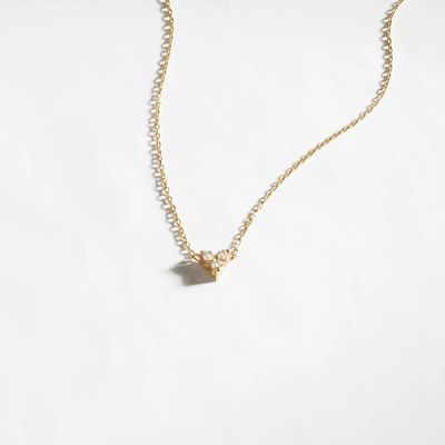 18K Gold เซอร์คอน จี้ Silver Chain Trio Diamond Cubic เซอร์คอน Necklace สร้อยคอทองเหลือง