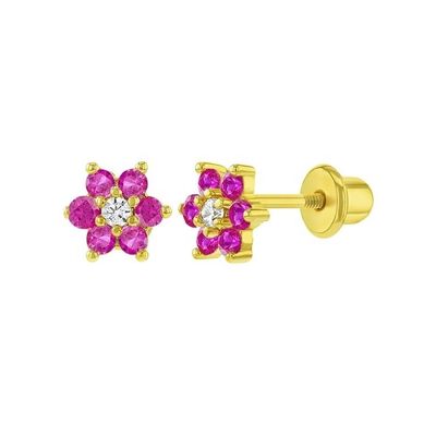 5MM 18k ทองคําเคลือบดอกไม้หูเด็ก ของขวัญที่สมบูรณ์แบบสําหรับเด็กใน 925 เงินสเตอร์ลิง