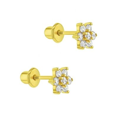 5MM 18k ทองคําเคลือบดอกไม้หูเด็ก ของขวัญที่สมบูรณ์แบบสําหรับเด็กใน 925 เงินสเตอร์ลิง