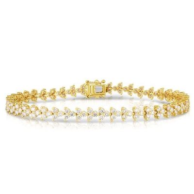 ดีไซเนอร์ 18K ทอง 925 สเตอร์ลิง เงิน ดอกไม้ Charm ผู้หญิงเทนนิส แบรนเซลต์กับ ZIRCON