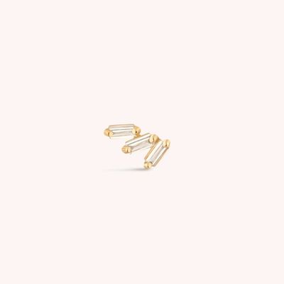 หูหูเงินสเตอร์ลิ่ง 925 สีขาวสามเหลี่ยม Zircon Threaded หลังเรียบ