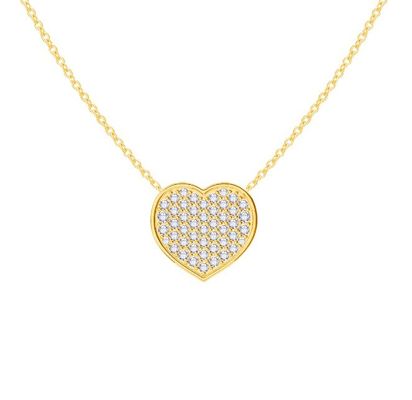 18 นิ้ว เชือกยาวกลมตัดเพชร 925 สตอร์ลิงเงิน หัวใจ Pendant Necklace สําหรับผู้หญิง
