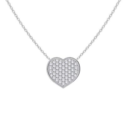 18 นิ้ว เชือกยาวกลมตัดเพชร 925 สตอร์ลิงเงิน หัวใจ Pendant Necklace สําหรับผู้หญิง