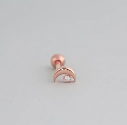 925 สเตอร์ลิง เงินเล็ก CZ ดวงจันทร์เจาะหูหูหูหูหูหูหูหูหูหูหูหู