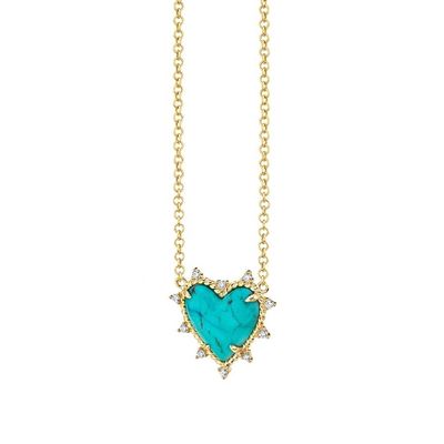 925 สตอร์ลิงเงินโซ่ พระเครื่อง เพชรและเทอร์คิวาส หัวใจ Twist Necklace ไม่มีเพชรโซ่