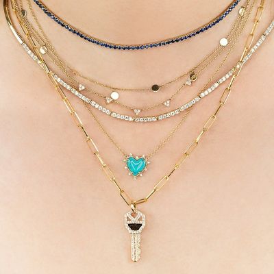 925 สตอร์ลิงเงินโซ่ พระเครื่อง เพชรและเทอร์คิวาส หัวใจ Twist Necklace ไม่มีเพชรโซ่