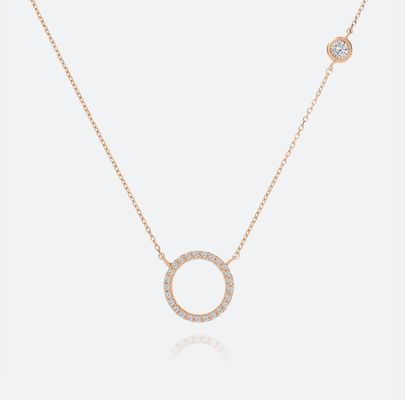 สร้อยคล้องวงกลมทองคํา S925 เหรียญเงิน สร้อยคล้องวงกลม CZ สําหรับผู้หญิง 925 เหรียญสเตอร์ลิ่ง
