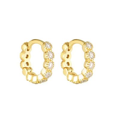 18K ทองทองทองทองทองทองทองทองทองทองทองทองทองทอง Emerald CZ Huggie Earrings For Girls พระเครื่องประดับประจําวัน