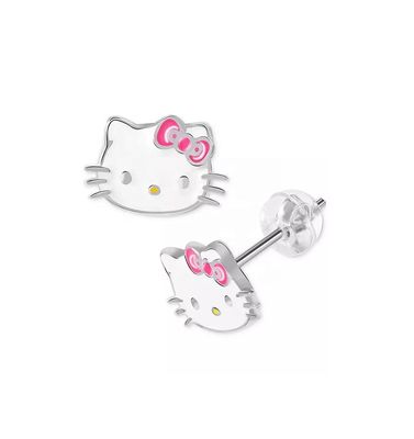 18K ทองคําเคลือบ Hello Kitty สร้อยหูสแตนเมลสําหรับเด็กผู้หญิงใน 925 เงินสเตอร์ลิง