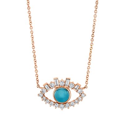 18K เหรียญทอง Baguette Cubic Zircon 925 สตอร์ลิงเงิน หญิง Evil Eye Necklace