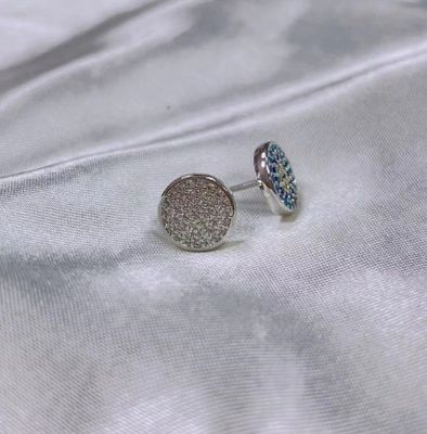 ZIRCON Circle 18K ทองคําเคลือบด้วยมือ Micron Pave CZ Eye Turkiye Design Stud Earring 925 สเตอร์ลิงสิลเวอร์