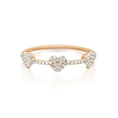 18K ทอง 925 สเตอร์ลิงสิลเวอร์ 3 ไมโคร Pave หัวใจแหวนสําหรับผู้หญิงและอลังการ