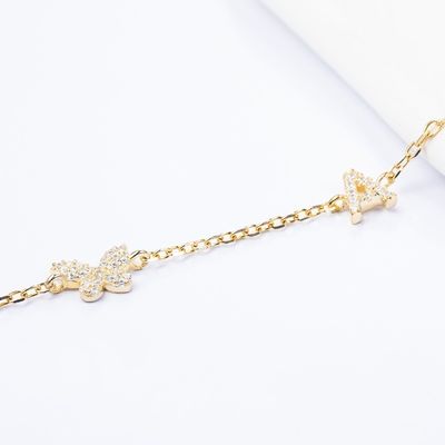 สร้อยคอ Mini 18K ทองคําขาว Micron Pave CZ Butterfly 925 สตอร์ลิ่ง เงิน Pendant