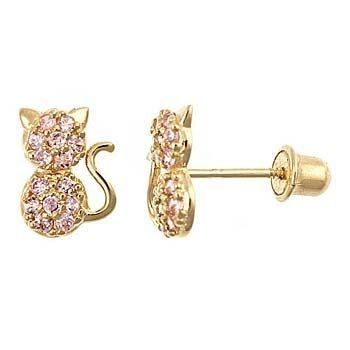 ประเภทเครื่องประดับ หูหู YCE6799 สีชมพู CZ Cat Stud หูหูสําหรับเด็กผู้หญิงเล็ก