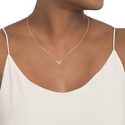 เครื่องประดับทรง V สีทอง 18K สําหรับผู้หญิง 925 สตอร์ลิงเงินคอ