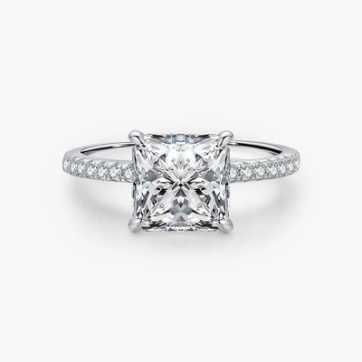 Handmade White Ice Cut Square 925 แหวนแต่งงานเงินสเตอร์ลิง