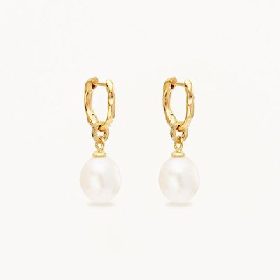 925 เงิน Huggie Pearl Drop หูหู เซอร์คอน Huggie หูหูด้วย Pearl Drop