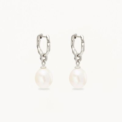925 เงิน Huggie Pearl Drop หูหู เซอร์คอน Huggie หูหูด้วย Pearl Drop