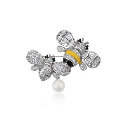 สวยงดงาม สีสัน สีเมลผึ้ง Brooch คริสตัล Rhinestone Bumble Bee Lapel Pin