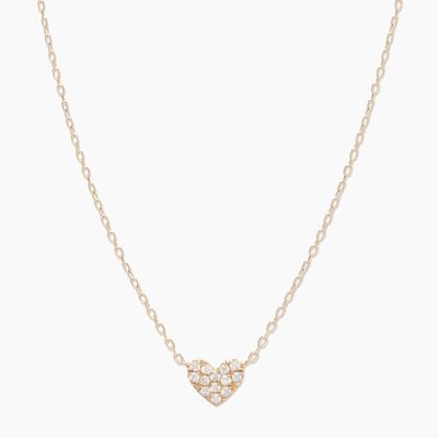 หัวใจ Pave ขาว CZ หญิงชั้น 925 สเตอร์ลิงเงินคอ