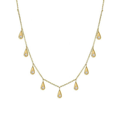 เครื่องประดับสีขาวทรงกลม Zircon สายคอน้ําตาสําหรับผู้หญิง