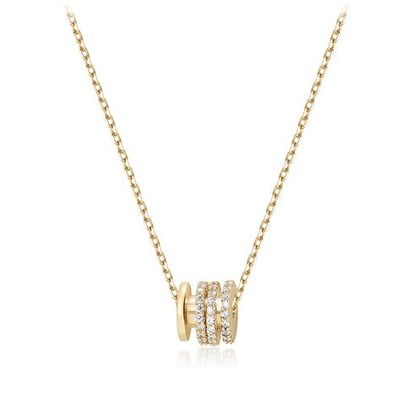 Micron Pave Cubic เซอร์คอนia จี้ สร้อยคอวงกลมทอง 18K สําหรับผู้หญิง