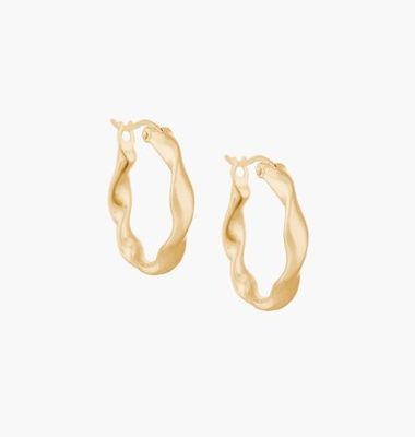 หูหูแฟชั่นตามสั่ง หนา 18 ทองคํา Plated Wave สแตนเลส Hoops