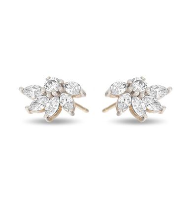 925 หูตูดดอกไม้เงิน OEM CZ