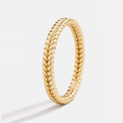 เครื่องประดับอร่อย 18K ทองคําเคลือบ 925 สเตอร์ลิงเงินแหวนข้าวสําหรับผู้หญิง