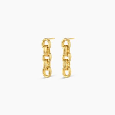 18K ทองตก Dangle วงจรหู Rhodium ชุบ วงจรหูหนา
