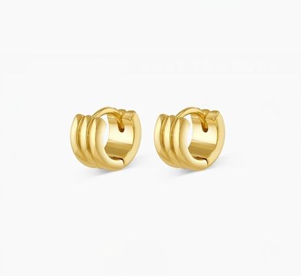 แฟชั่น หญิง สแตนเลส Huggie หูข้อมือ โปแลนด์ 18K ทอง